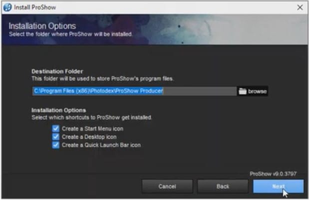 Lựa chọn vị trí để lưu phần mềm (thường để mặc định) sau đó click vào Next